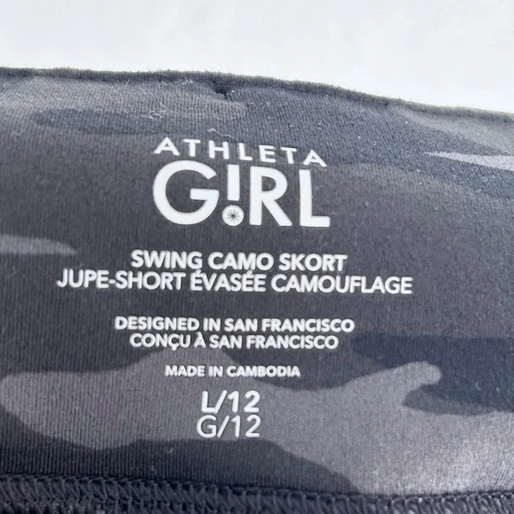 Athleta Girl Swing Skort Size Large Camo Black Gray Layered - Picture 4 of 6